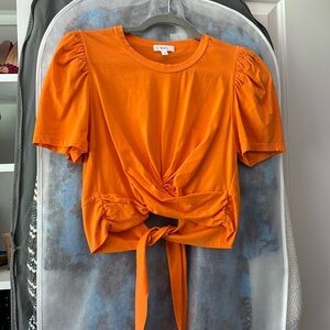 Worn once! Like new ALC orange crop top with front tie detail